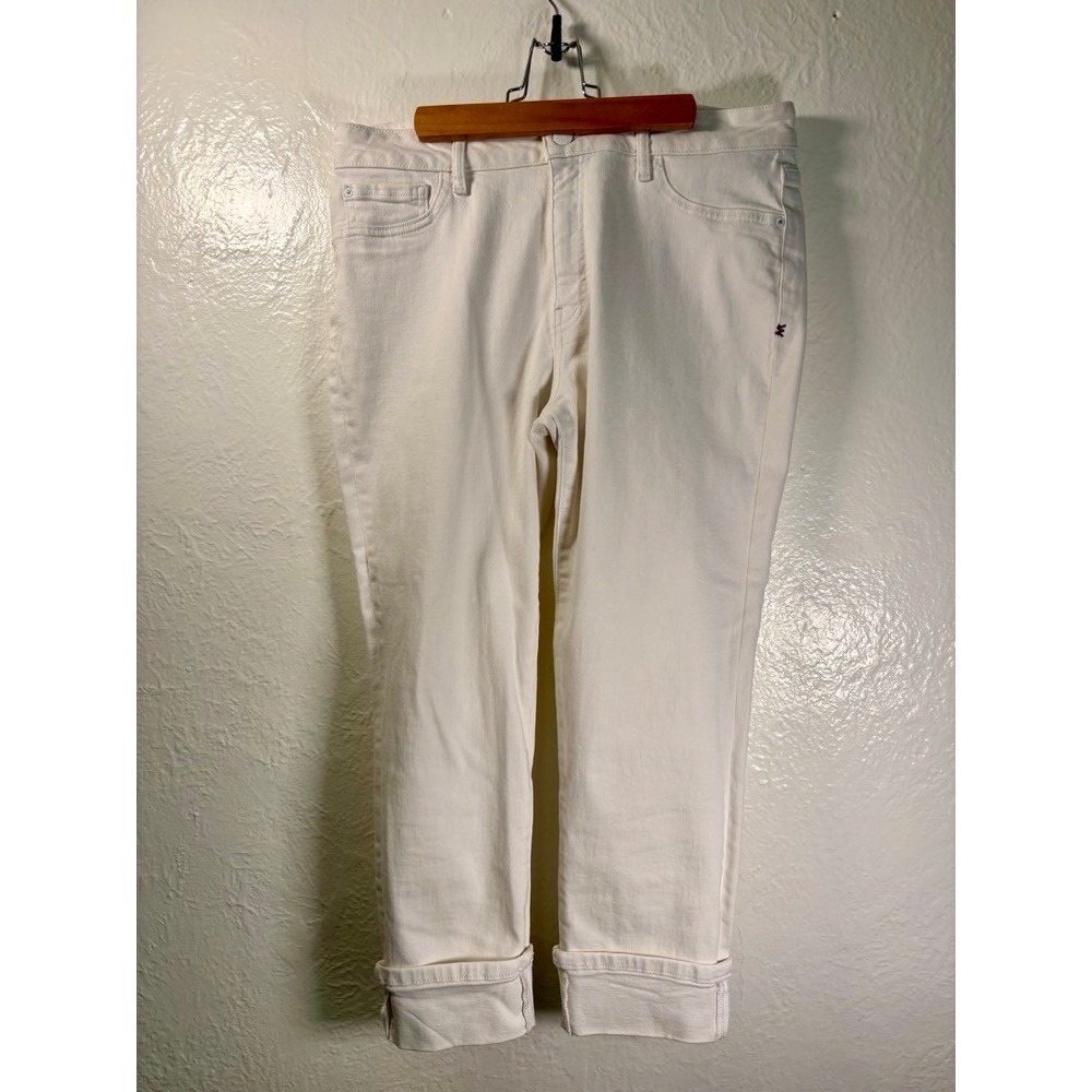 WARP+WEFT‎ JFK New York City Capri White Women's Jeans Size 14 32 Coastal Beach